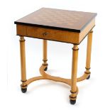 Property of a gentleman - a good quality Biedermeier style karelian birch & ebonised square topped