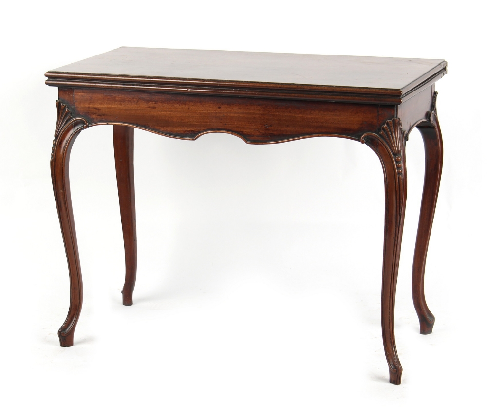 Property of a gentleman - a George III mahogany tea table, circa 1780, with carved cabriole legs,