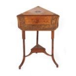 Property of a lady - a late Victorian carved walnut triangular drop-leaf occasional table, 19.