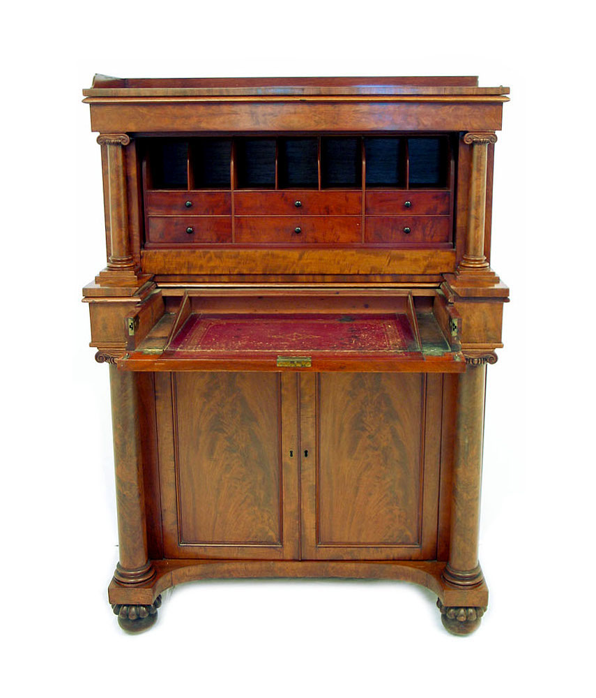 Property of a gentleman - an unusual early 19th century William IV mahogany mechanical desk or