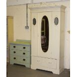 Property of a gentleman - an Edwardian duck egg blue painted chest of two short & two long