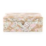 Property of a lady - a 19th century mother-of-pearl rectangular box, with silk lined interior, 7.