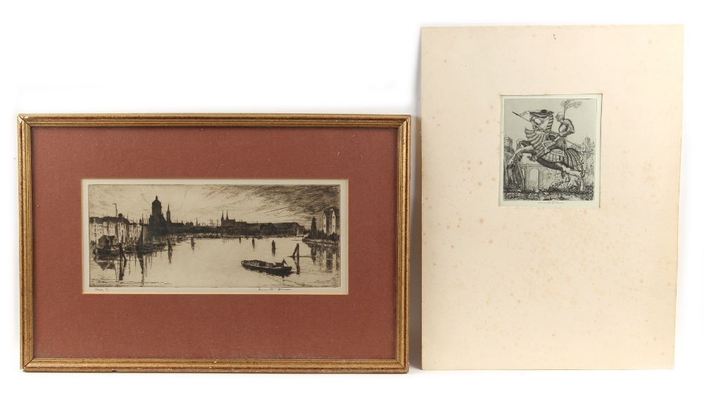 Property of a lady - Kenneth Holmes A.R.C.A. (1902-1994) - CONTINENTAL HARBOUR SCENE - etching,