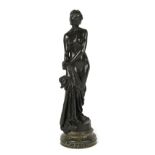 Property of a lady - an Art Nouveau patinated bronze figure of a nude maiden with drape, signed '
