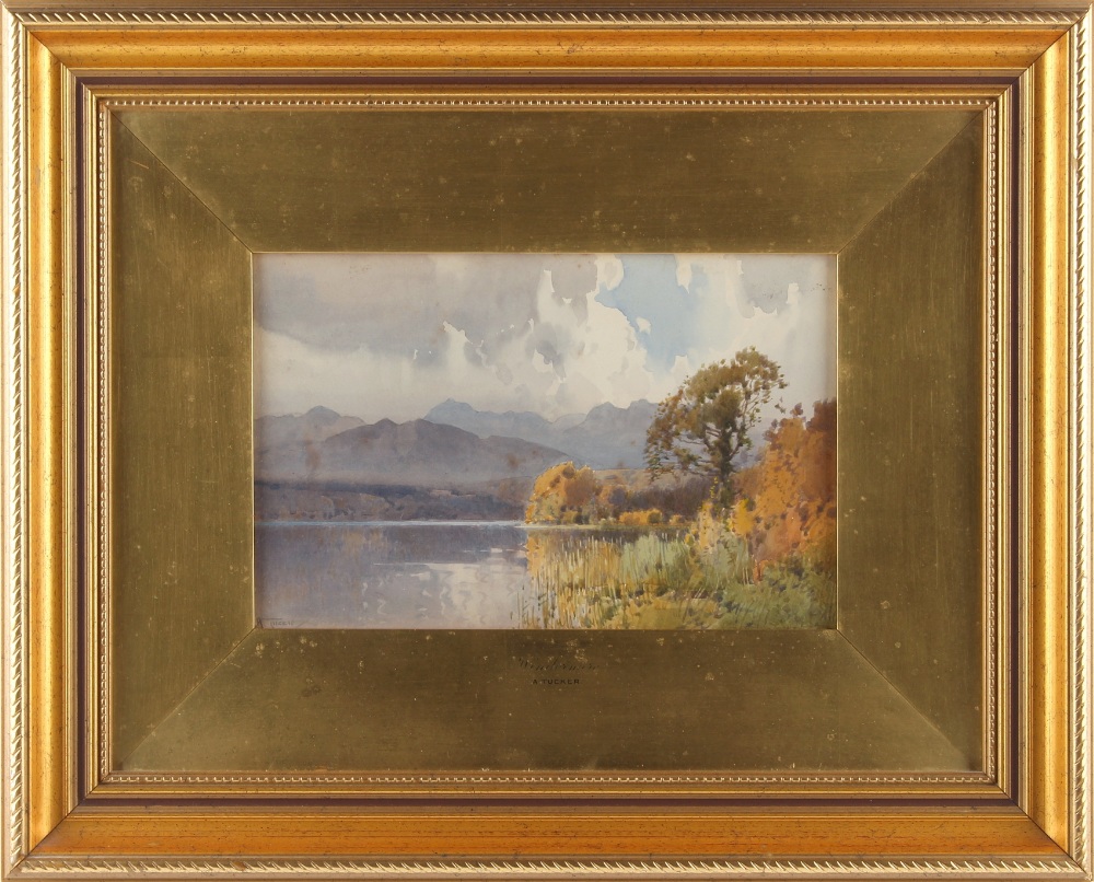 Property of a lady - Arthur Tucker (1864-1929) - LAKE WINDERMERE - watercolour, 6.7 by 10.5ins. (