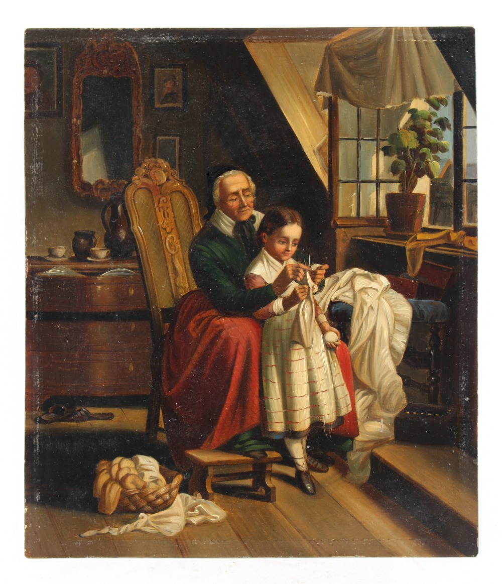 Property of a lady - Dutch school, late 19th / early 20th century - THE YOUNG SEAMSTRESS - oil on