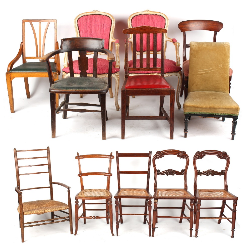 Property of a gentleman - twelve assorted chairs including a Victorian nursing chair (12).