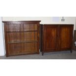 Property of a gentleman - a late Victorian pitch pine open bookcase with two door cupboard under,
