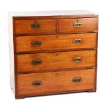 Property of a gentleman - a Victorian mahogany & brass mounted two-part military or campaign chest