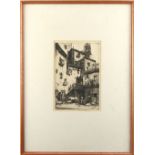 Property of a lady - Kenneth Holmes A.R.C.A. (1902-1994) - CONTINENTAL COURTYARD SCENE - etching,