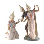 Property of a deceased estate - two large Lladro figures of Balinese Dancers, restorations, the