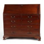 Property of a gentleman - a large George III mahogany fall-front bureau, on ogee bracket feet, 48.