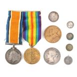 Property of a lady - a pair of First World War military medals with ribbons; together with a
