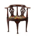 Property of a gentleman - a good 18th century George II fruitwood bow-fronted corner chair, with