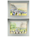Violet Hilda Drummond (1911-2000) - AT THE RACES - two watercolours, approximately 18.75 by