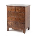 Property of a deceased estate - a small oak chest of two short & three long drawers, 19th