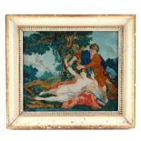 Property of a lady - a 19th century reverse painting on glass depicting a reclining female nude in