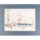 Violet Hilda Drummond (1911-2000) - HOUSEHOLD CAVALRY AT TRAFALGAR SQUARE, LONDON, IN SNOW -