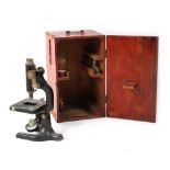 Property of a gentleman - an early 20th century microscope, by Hearson, London, in fitted case