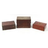 Property of a lady - a 19th century mahogany & brass mounted writing box, the lid detached,