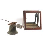 Property of a gentleman - an exterior bell, the bronze bell 6.85ins. (17.5cms.) diameter; together