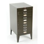 Property of a gentleman - a green metal 10-drawer filing cabinet.