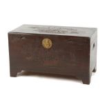 Property of a gentleman - a Chinese carved camphorwood chest or trunk, second half 20th century,