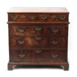 Property of a deceased estate - an early 18th century solid yew wood chest of two short & three long