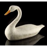 Property of a deceased estate - a carved & painted wood model of a white goose, approximately 19ins.