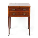 Property of a lady - a George III mahogany & satinwood banded gentleman's dressing table, the twin