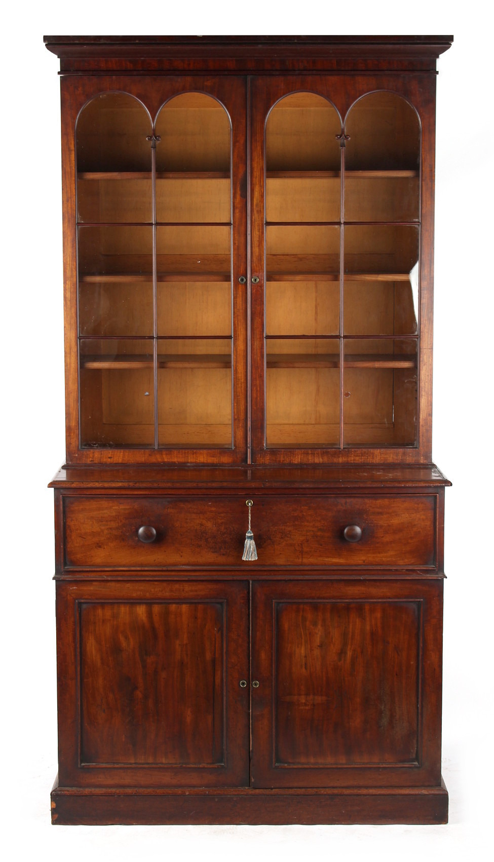 Property of a lady - an early Victorian mahogany two-part secretaire bookcase, 48.5ins. (123cms.)