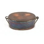 Property of a gentleman - a large Victorian seamed copper two-handled oval pan & cover, 30ins. (