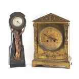 Property of a lady - a late 19th century gilt brass architectural cased mantel clock, striking on