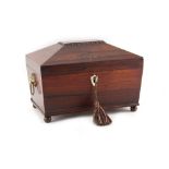 Property of a lady - an early 19th century Regency period rosewood sarcophagus shaped tea caddy,