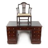 Property of a gentleman - a late Victorian mahogany twin pedestal desk, with leather inset top above