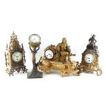 Property of a deceased estate - an Art Nouveau figural mantel clock, 14ins. (36cms.) high;