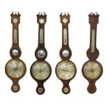 Property of a lady - two 19th century mahogany & boxwood strung banjo barometers, one inscribed '