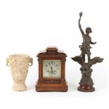 Property of a gentleman - a late 19th / early 20th century walnut cased mantel clock, striking on