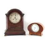 Property of a lady - an Edwardian mahogany arched cased mantel clock, the French 8-day movement