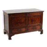 Property of a gentleman - an 18th century George III oak & mahogany or fruitwood crossbanded mule or