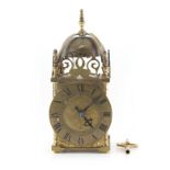 Property of a gentleman - a brass lantern clock, late 19th / early 20th century, the 8-day