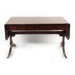 Property of a gentleman - a late Regency period mahogany sofa table with two frieze drawers,
