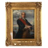 Property of a lady - English school, 18th century - PORTRAIT OF ADMIRAL LORD HAWKE - oil on panel,