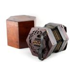 Property of a lady - a Lachenal & Co. rosewood 48-button concertina, serial number 41236, late