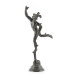 Property of a lady - a small 19th century bronze figure of Mercury, after Giambologna, 7.55ins. (