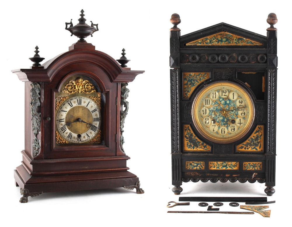 Property of a gentleman - a late 19th / early 20th century walnut cased mantel clock, 20ins. (