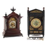 Property of a gentleman - a late 19th / early 20th century walnut cased mantel clock, 20ins. (