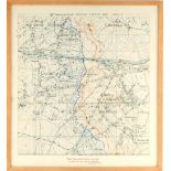 Property of a deceased estate - a framed First World War Brigade Trench Map, Area E, 33rd Division