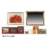 Property of a deceased estate - a modern gilt rectangular framed wall mirror, 42.5 by 54.25ins. (108