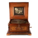 Property of a lady - a Victorian carved walnut & floral marquetry inlaid 15 1/2 inch polyphon, in